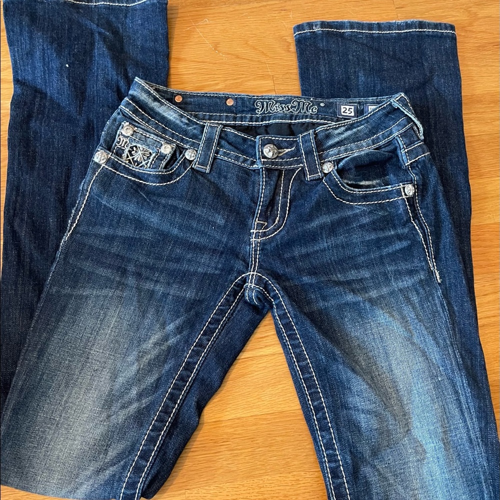 Women’s Miss Me Bootcut Jeans with Flowers - Picture 2 of 6